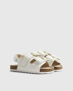 Mini Girls White Bow Footbed Sandals