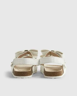Mini Girls White Bow Footbed Sandals