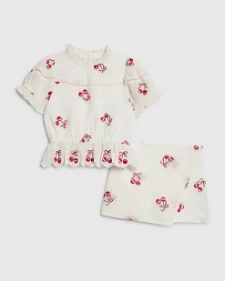 Mini Girls White Cherry Skort Set