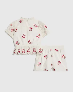Mini Girls White Cherry Skort Set