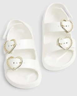 Mini Girls White Double Strap Moulded Sandals