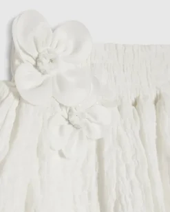 Mini Girls White Frill Sleeve T-Shirt Set