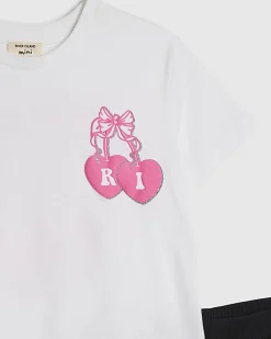 Mini Girls White Iconic Vibes T-Shirt Set