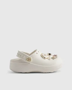 Mini Girls White Shell Clogs