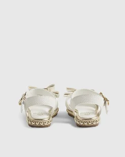 Mini Girls White Snake Bow Espadrille Sandals