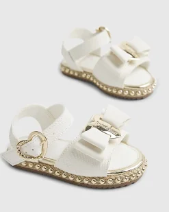 Mini Girls White Snake Bow Espadrille Sandals