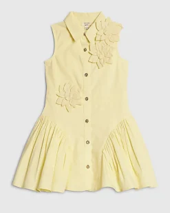 Mini Girls Yellow 3D Flower Shirt Dress