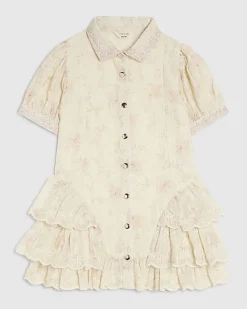 Mini Girls Yellow Floral Shirt Dress