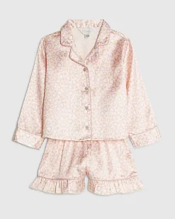 Mini Girls Yellow Leopard Satin Pyjama's Set