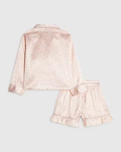 Mini Girls Yellow Leopard Satin Pyjama's Set