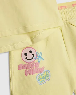 Mini Girls Yellow Sassy Vibes Shorts Set