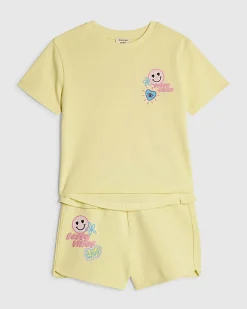 Mini Girls Yellow Sassy Vibes Shorts Set
