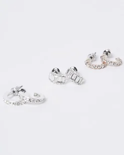 Mixed Metal Multipack Diamante Earrings