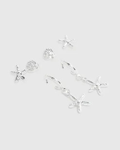 Mixed metal shell starfish multipack earrings