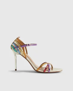 Multi Colour Caged Back Heeled Sandals