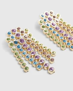 Multi Colour diamante waterfall earrings