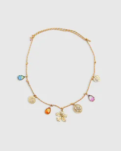 Multi Colour flower gem cord necklace