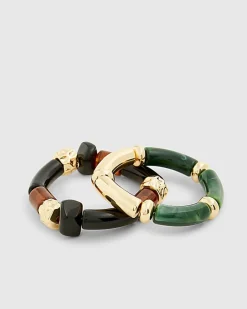 Multi Colour resin 2 pack stretch bangles