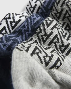 Multi Colour Rib Monogram Pack Of 5 Socks