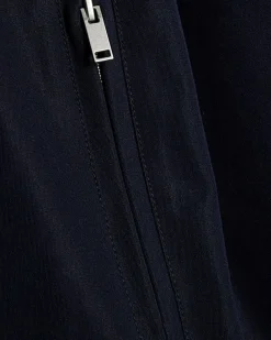 Navy Belted Bubble Hem Jacket