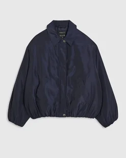 Navy Bubble Hem Jacket