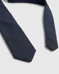 Navy Check Tie