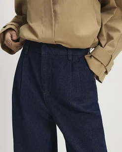 Navy Clean Waist Balloon Leg Jeans