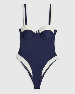 Navy Colour Block Shaping Swimsuit