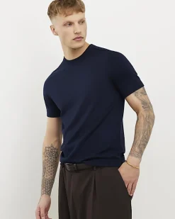 Navy Essential Slim Fit Knitted T-Shirt
