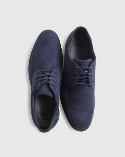 Navy Faux Suede Derby Shoes