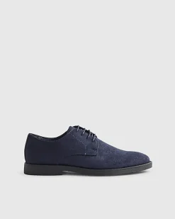 Navy Faux Suede Derby Shoes