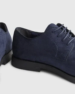 Navy Faux Suede Derby Shoes