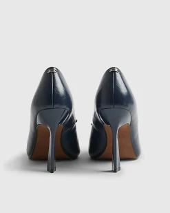 Navy High Vamp Bow Court Heels