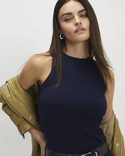 Navy Knitted Vest Top