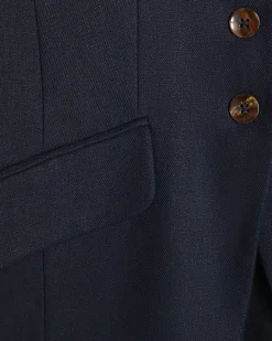 Navy Linen Blend Longline Waistcoat
