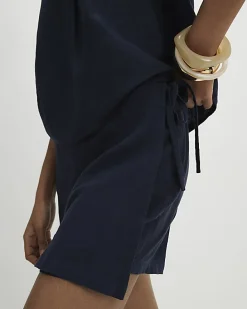 Navy Linen Blend Skort