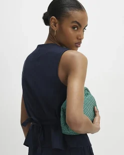 Navy Linen Blend Waistcoat