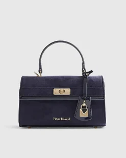 Navy Lock Front Tote Bag