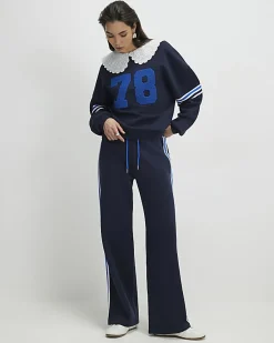 Navy Long Sleeve Collared Number Sweatshirt