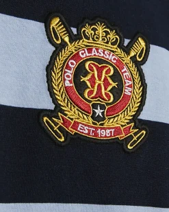 Navy Long Sleeve Striped Rugby Top