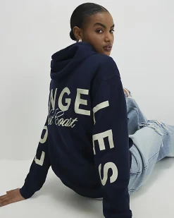 Navy Los Angeles Back Print Hoodie