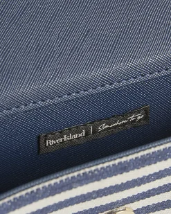 Navy Mini Stripe Satchel Purse