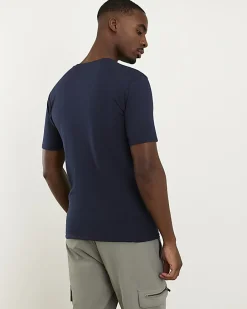 Navy Muscle Fit Essential V Neck T-Shirt