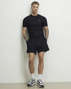 Navy Muscle Fit Textured T-Shirt