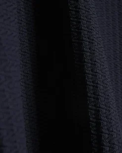 Navy Muscle Fit Zig Zag Textured T-Shirt