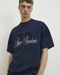 Navy Oversized Fit 78 Ame Saint T-Shirt