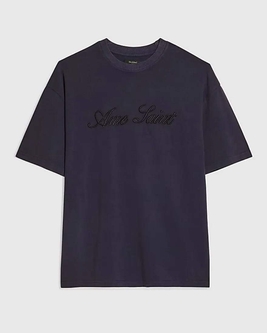 Navy Oversized Fit Ame Saint Pique T-Shirt