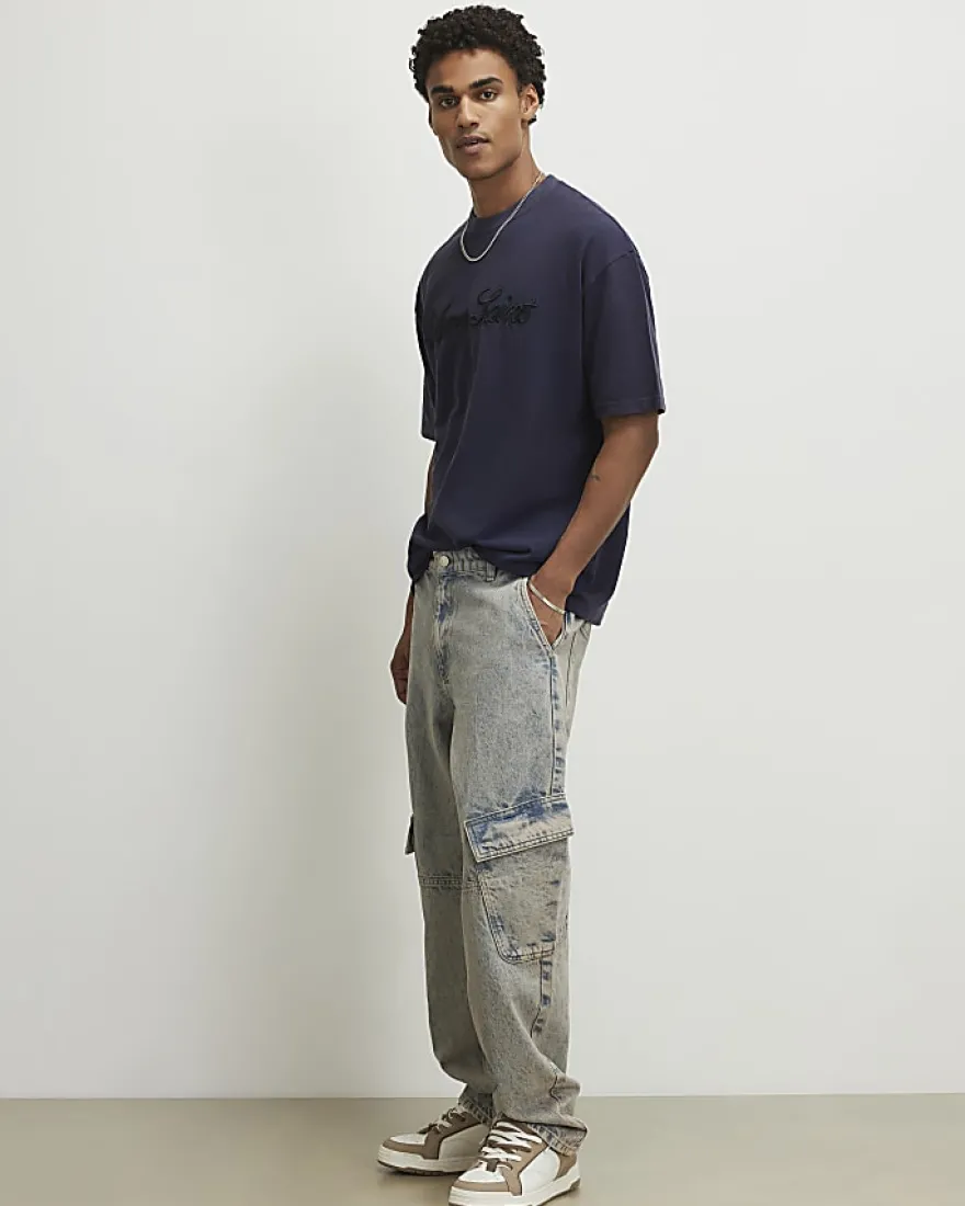 Navy Oversized Fit Ame Saint Pique T-Shirt