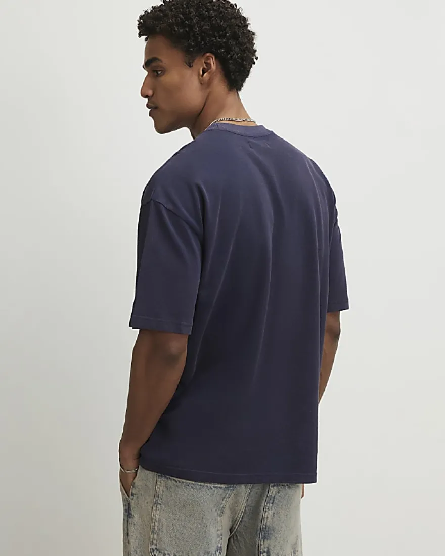Navy Oversized Fit Ame Saint Pique T-Shirt