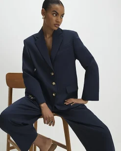 Navy Oversized Long Sleeve Blazer